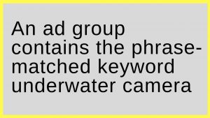 An ad group contains the phrase-matched keyword "underwater camera." Which search query may trigger an ad in this ad group to be shown?